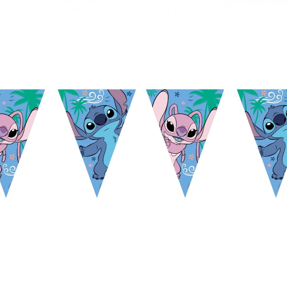 Vimpelgirlander – Stitch & Angel – 2,3 m – Vimpler til fester, Festdekorasjoner