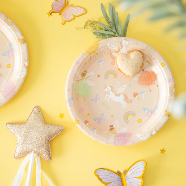 Papirtallerkener - Enhjrninger og Prinsesser - 18 cm diameter - 6-pakning