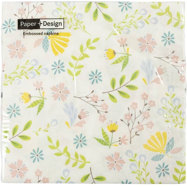 Servietter - sm blomster - strrelse 33x33 cm - 20 stk
