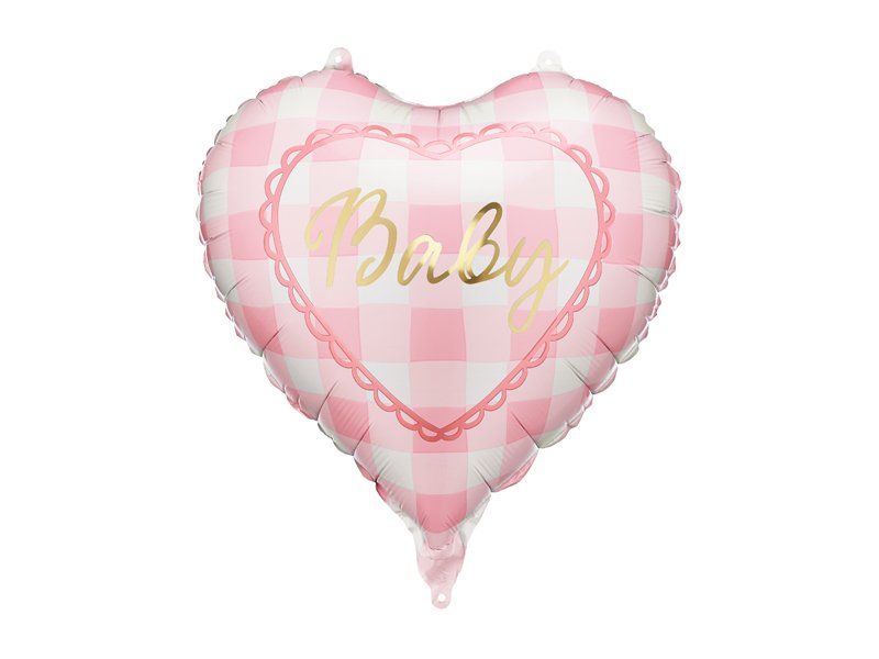 Folieballonghjerte Baby – Lys rosa – Babyshowerballonger, Baby Shower