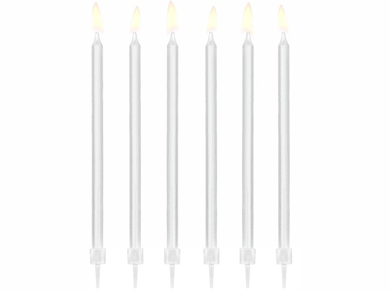 Bursdagslys/kakehus – Hvite – Glatte – 14 cm – 12-pakning – Kakelys, Kakepynt til fester