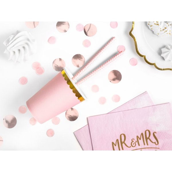 Papirkopper - Rosa - Gullkant - 6-pakning