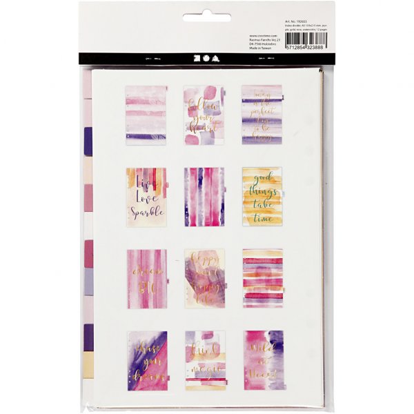 Skilleark - A5 - Gull/Lilla/Rosa - 12 stk