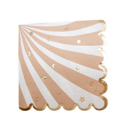 Servietter - Babyshower - Brune med gulldetaljer - 16-pakning - Servietter til fester