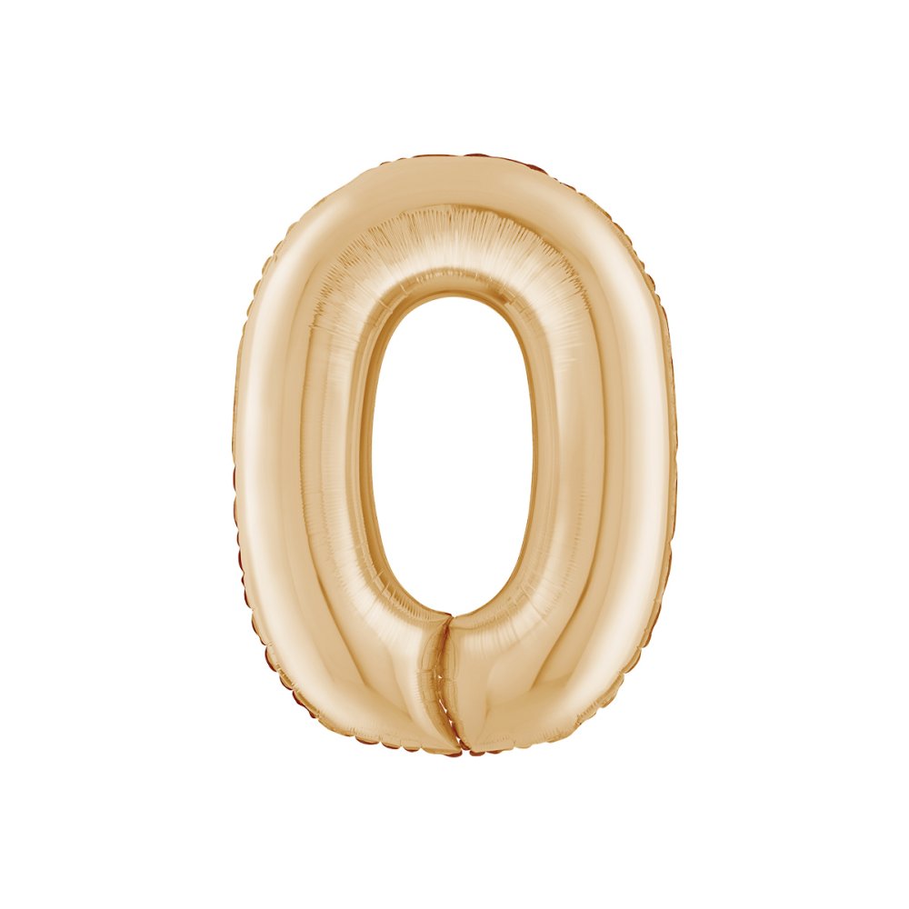 Ballongnummer - Hvitt gull - 66 cm - Nummer: 0 - Tallballonger, Ballonger