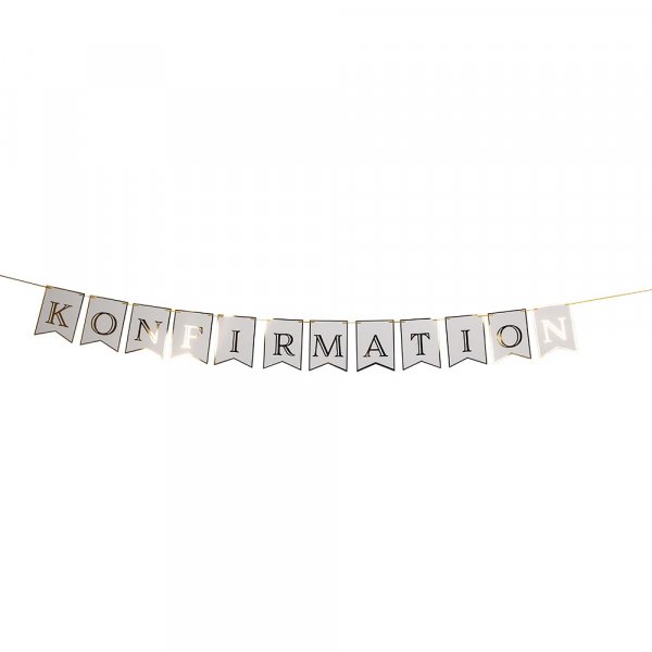 Vimpel - Konfirmation - Vit/Guld