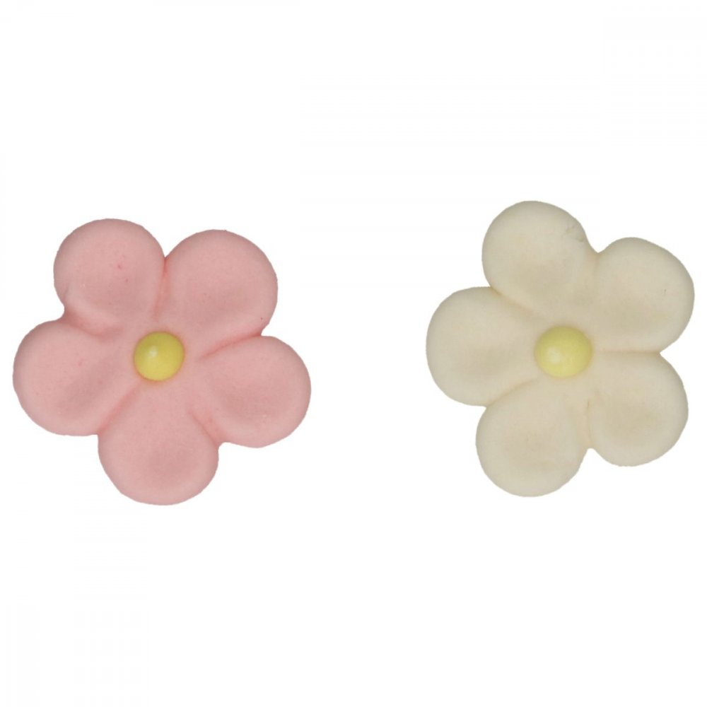 Marsipanblomster – Hvit/rosa – Funcakes – 12 stk – Sukkerpynt