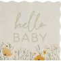 Servietter - Hello baby - Blomstermotiv - 16-pakning Servietter - Hello baby - Blomstermotiv - 16-pakning