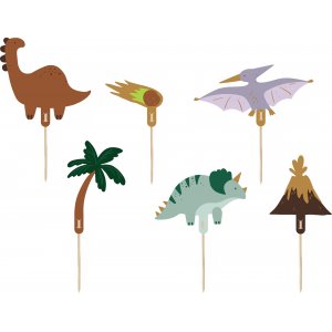 Kakepinner - Dinosaurer - 6 stk Kakepinner - Dinosaurer - 6 stk