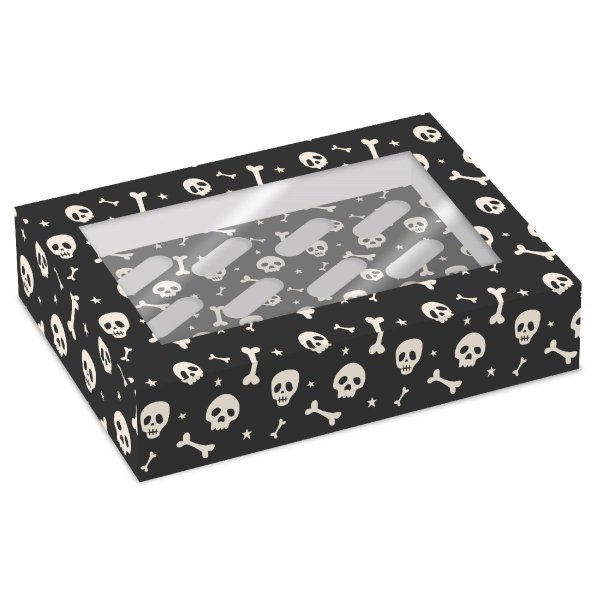 Cupcake-boks Halloween-skjelett til 12 cupcakes - 2-pakning Cupcake-boks Halloween-skjelett til 12 cupcakes - 2-pakning