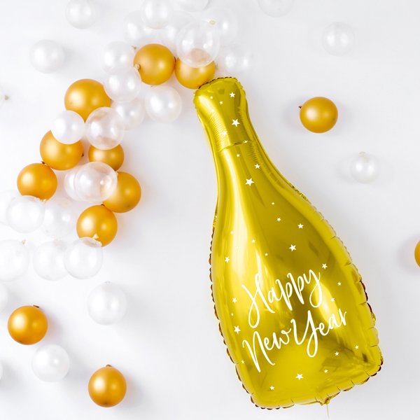Folieballong - Gullflaske - Godt nytt år Folieballong - Gullflaske - Godt nytt år