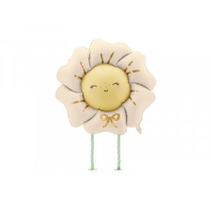Folieballong - Blomst - Beige/Gul