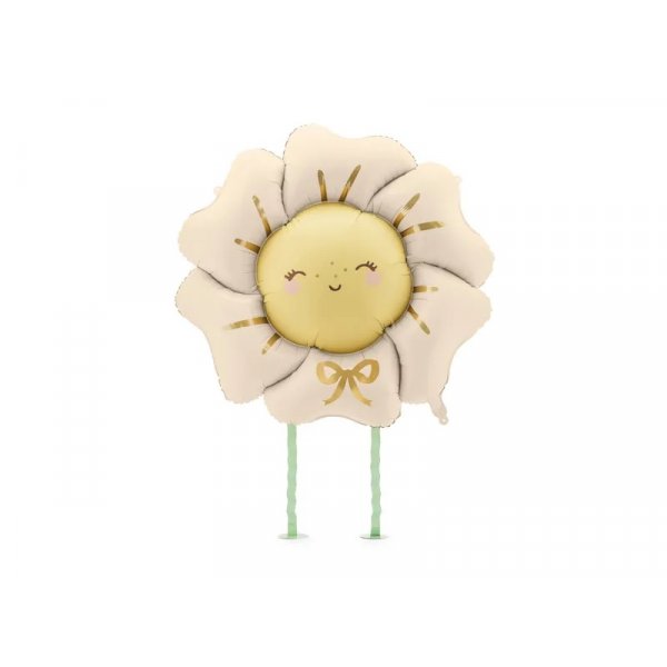 Folieballong - Blomst - Beige/Gul Folieballong - Blomst - Beige/Gul