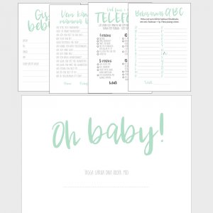 Babyshower-sett - Mintgrønn Babyshower-sett - Mintgrønn