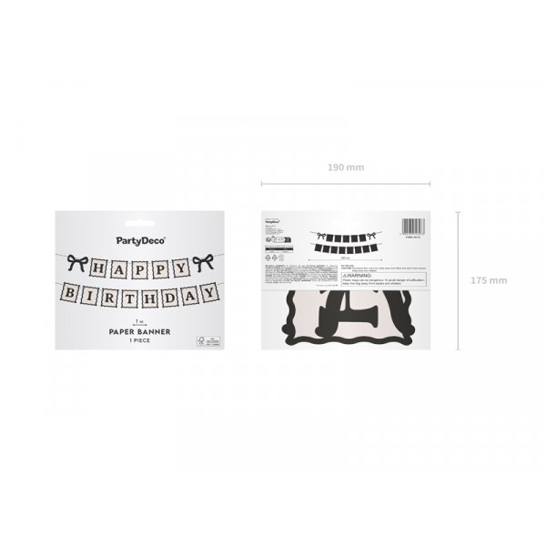 Bursdagsbanner - Kremsvart - 100 cm Bursdagsbanner - Kremsvart - 100 cm