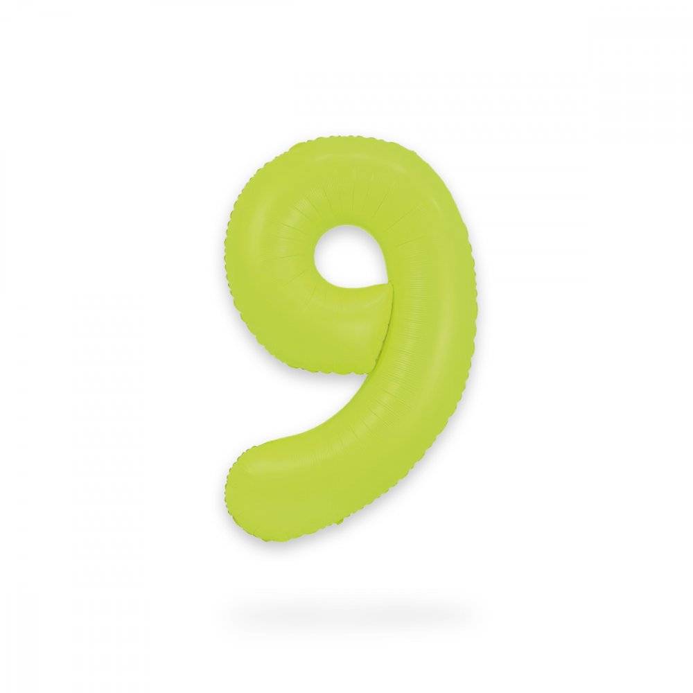 Ballongnummer – Neongrønn – 86 cm – Nummer: 9 – Tallballonger, Ballonger