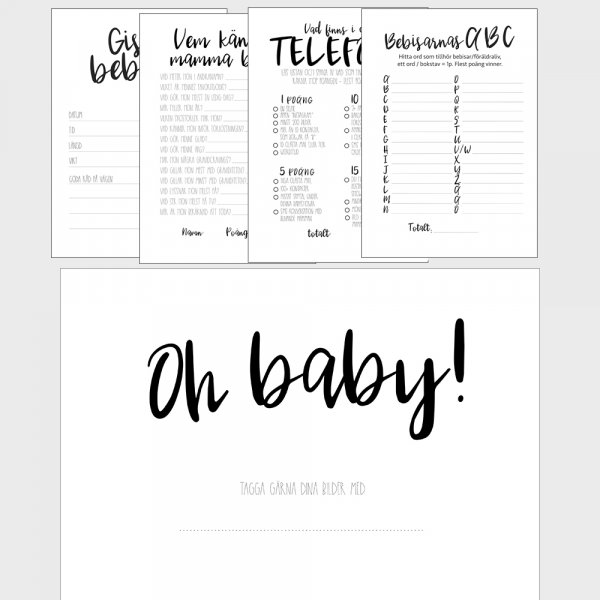 Babyshower-sett - Svart/Hvit
