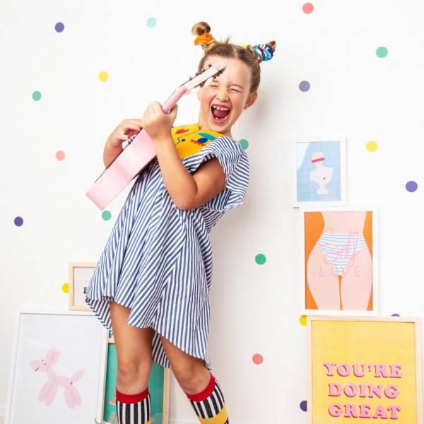 Veggklistremerker - Prikker - Blå/Gul/Rosa Veggklistremerker - Prikker - Blå/Gul/Rosa