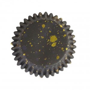 Muffinsformer - Folie - Svart/Gull sprut - 30-pakning