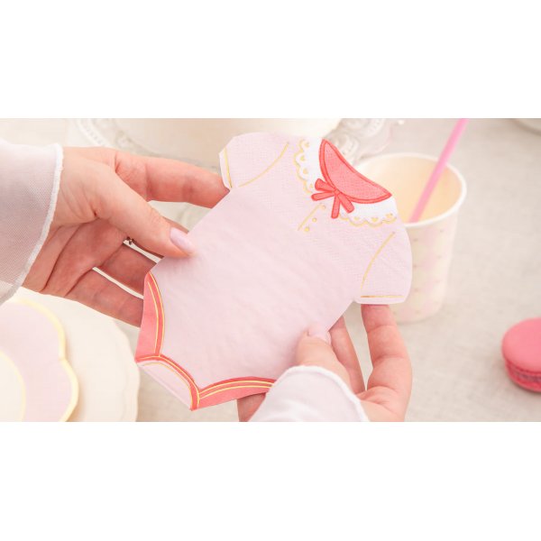 Servietter - Babybody - Rosa/Gull - 10-pakning