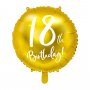 Rund folieballong - Guld - 18th Birthday